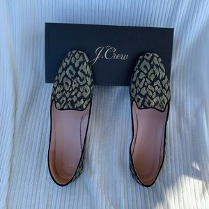 J. Crew Smoking Slipper in Metallic Leopard
